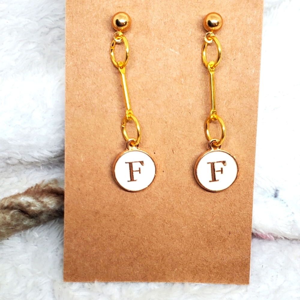 7/$10 F Initial Earrings, New